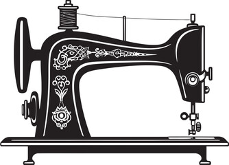 Precision Pintucks Elegant Vector Design for Crafty Sewing Machine Logo Noir Needlepoint Vector Black Icon Design for Elegant Sewing Machine