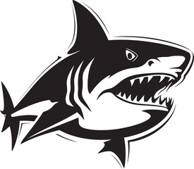 Underwater Power Vector Black Icon Design for Shark Emblem Silent Hunter Black Iconic Shark Logo in Vector