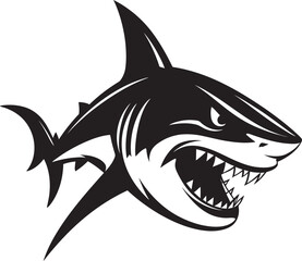 Marine Majesty Elegant Vector Design for Black Shark Menacing Force Black Icon Design for Vector Shark