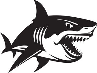 Marine Majesty Vector Black Icon Design for Fearsome Shark Abyssal Dominance Elegant Black Shark Logo in Vector