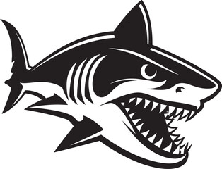 Fierce Fin Iconic Black Vector Shark Emblem Ocean Guardian Vector Black Icon Design for Shark Logo