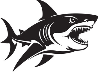 Fototapeta premium Ocean Guardian Vector Black Icon Design for Shark Logo Sleek Predator Elegant Black Shark Logo in Vector