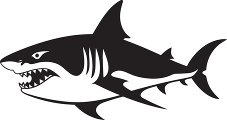 Abyssal Dominance Vector Black Shark Logo Design Oceanic Apex Black Icon Design for Fearsome Shark in Vector