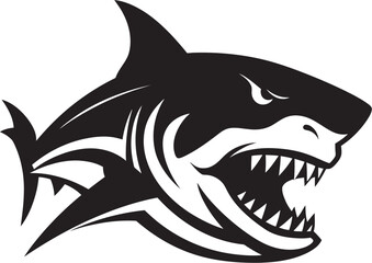 Predatory Majesty Black Shark Logo in Elegant Vector Oceanic Vigilance Vector Black Icon Design for Shark Emblem