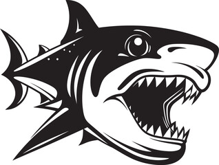 Predators Presence Vector Black Icon Design for Shark Emblem Dynamic Depths Black Iconic Shark Logo in Vector