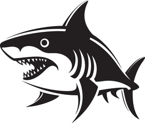 Silent Sea Power Vector Black Icon Design for Fearsome Shark Majestic Predator Elegant Vector Shark Logo