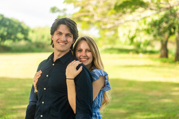 a happy couple outdoors