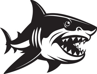 Silent Sea Ruler Black Iconic Shark Logo in Vector Ferocious Fins Elegant Vector Design for Black Shark