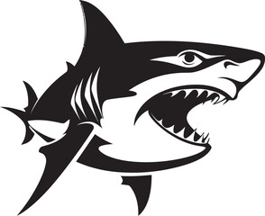 Silent Hunter Black Icon Design for Elegant Shark Logo in Vector Marine Majesty Vector Black Icon Design for Dynamic Shark