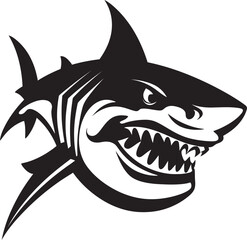 Marine Majesty Vector Black Icon Design for Dynamic Shark Abyssal Dominance Elegant Black Shark Logo in Vector