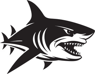 Swift Sea Sovereign Vector Black Icon Design for Sleek Shark Dynamic Depths Elegant Vector Design for Fearsome Shark