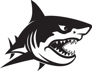 Underwater Dominance Black Iconic Shark Logo in Vector Predators Presence Vector Black Shark Emblem Design