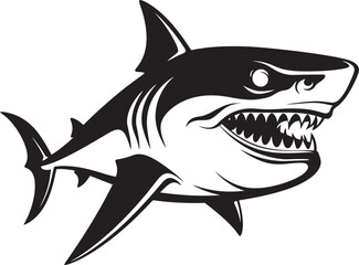 Ferocious Fins Elegant Vector Design for Black Shark Underwater Dominance Vector Black Icon Design for Menacing Shark Logo