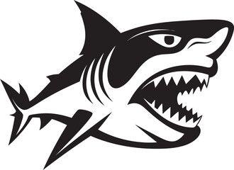 Ferocious Fins Elegant Vector Design for Black Shark Underwater Dominance Black Iconic Shark Logo in Vector