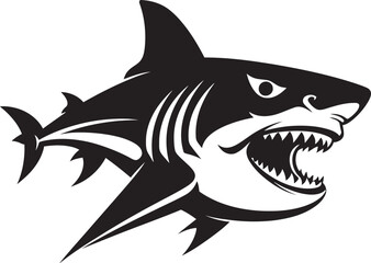 Silent Sea Power Black Iconic Shark Logo in Elegant Vector Majestic Predator Elegant Vector Design for Shark Emblem