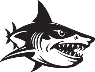 Underwater Guardian Elegant Black Shark Logo in Vector Sleek Predator Vector Black Icon Design for Dynamic Shark