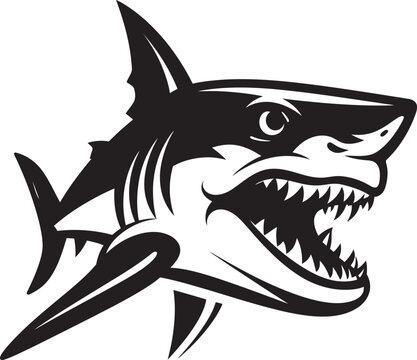 Sleek Swimmer Vector Black Icon Design for Iconic Shark Emblem Elegant Aquatic Apex Black Iconic Shark Logo in Elegant Vector