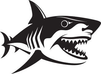 Dynamic Depths Elegant Vector Design for Iconic Shark Predatory Majesty Black Iconic Shark Logo in Vector