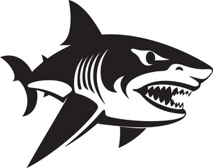 Predatory Majesty Black Iconic Shark Logo in Vector Oceanic Apex Elegant Black Shark Emblem Design