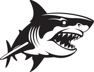 Dynamic Depths Black Iconic Shark Logo in Vector Oceanic Sovereignty Elegant Vector Design for Black Shark