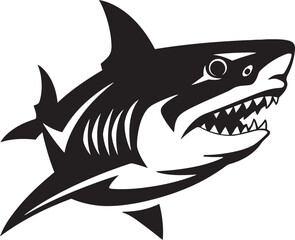 Silent Sea Power Vector Black Icon Design for Fearsome Shark Majestic Predator Elegant Vector Shark Logo