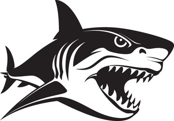Oceanic Vigilance Vector Black Icon Design for Shark Emblem Silent Hunter Elegant Black Shark Logo in Vector