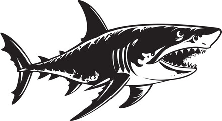 Ocean Guardian Vector Black Icon Design for Shark Logo Sleek Predator Elegant Black Shark Logo in Vector