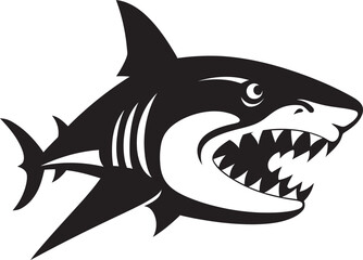 Obraz premium Marine Majesty Black Icon Design for Vector Shark Abyssal Dominance Vector Black Shark Logo Design
