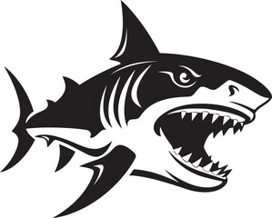 Abyssal Dominance Vector Black Shark Logo Design Swift Sea Sovereign Black Icon Design for Elegant Shark in Vector