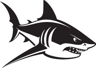 Dynamic Depths Elegant Vector Design for Black Shark Oceanic Sovereignty Vector Black Icon Design for Menacing Shark