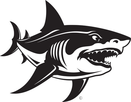 Sleek Predator Elegant Vector Design for Black Shark Oceanic Vigilance Vector Black Icon Design for Shark Emblem