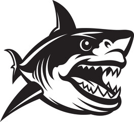 Predatory Majesty Vector Black Shark Emblem Design Oceanic Apex Elegant Black Shark Logo in Vector