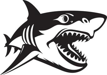 Fototapeta premium Swift Sea Sovereign Vector Black Icon Design for Sleek Shark Dynamic Depths Elegant Vector Design for Fearsome Shark
