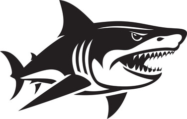 Underwater Dominance Black Iconic Shark Logo in Vector Predators Presence Vector Black Shark Emblem Design