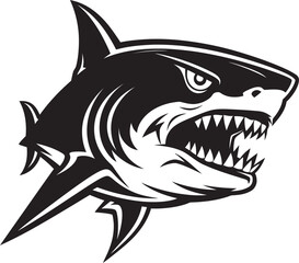 Silent Sea Power Black Iconic Shark Logo in Elegant Vector Majestic Predator Elegant Vector Design for Shark Emblem