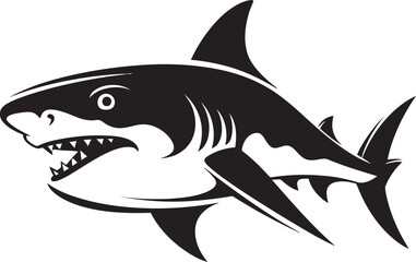 Underwater Guardian Elegant Black Shark Logo in Vector Sleek Predator Vector Black Icon Design for Dynamic Shark