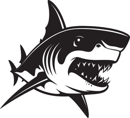 Fierce Fin Vector Black Icon Design for Elegant Shark Logo Underwater Guardian Elegant Black Shark Logo in Vector