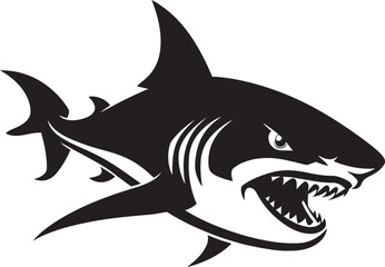 Oceanic Apex Elegant Black Shark Emblem Design Sleek Swimmer Vector Black Icon Design for Majestic Shark