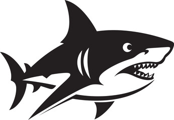Menacing Force Black Icon Design for Vector Shark Abyssal Dominance Vector Black Shark Logo Design