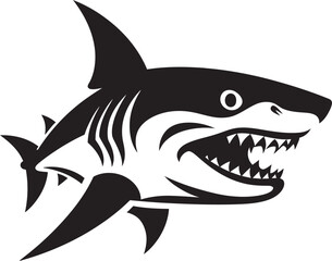 Dynamic Depths Elegant Vector Design for Iconic Shark Predatory Majesty Black Iconic Shark Logo in Vector