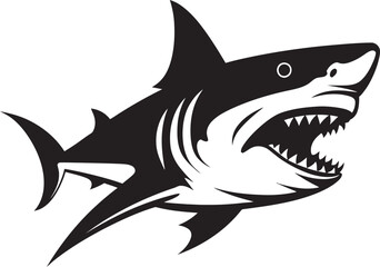 Sleek Swimmer Vector Black Icon Design for Majestic Shark Elegant Aquatic Apex Black Iconic Shark Logo in Vector