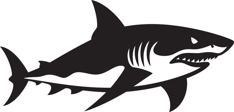Silent Hunter Black Iconic Shark Logo in Vector Marine Majesty Elegant Vector Design for Black Shark