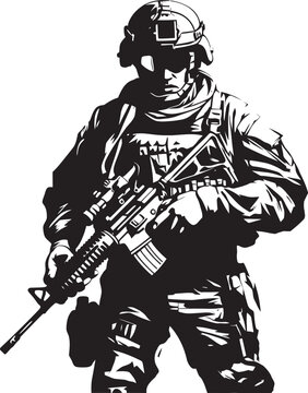recommend clip art: Warrior Vigilance Elegant Vector Soldier with Gun Black Icon Emblem Armed Defender Vector Soldier with Gun Black Icon Design in Elegant Style