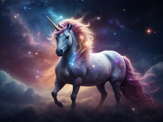 Obraz na płótnie Canvas Celestial Harmony: A Cosmic Dreamer Unicorn in the Nebula Realm