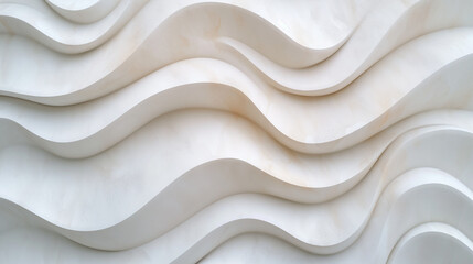Obraz premium Flowing White Molded Design Rhythmic Contours of Smooth White Stone