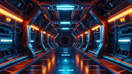 Advanced Sci-fi Hallway or Corridor on an Advanced Spaceship or Space Station