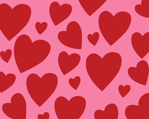 Fondo de corazones diseño con elementos gráficos rosa con rojo muchos corazones día de San Valentín festejo del día del amor y la amistad