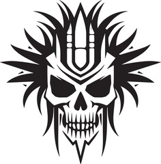 Shamanic Aura Elegant Tribal Skull Lineart Logo in Vector Black Icon Soulful Strokes Vector Black Icon Design for Tribal Skull Mask Lineart
