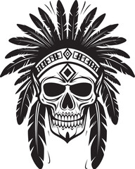 Soulful Strokes Vector Black Icon Design for Tribal Skull Mask Lineart Ancient Adornments Tribal Skull Mask Lineart Logo in Elegant Vector Black Icon