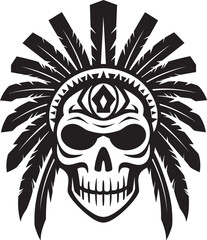 Ritualistic Reverie Vector Black Iconic Design for Tribal Skull Mask Lineart Cultural Connection Elegant Tribal Skull Lineart Logo in Vector Black Icon